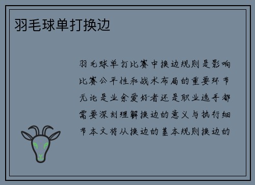 羽毛球单打换边